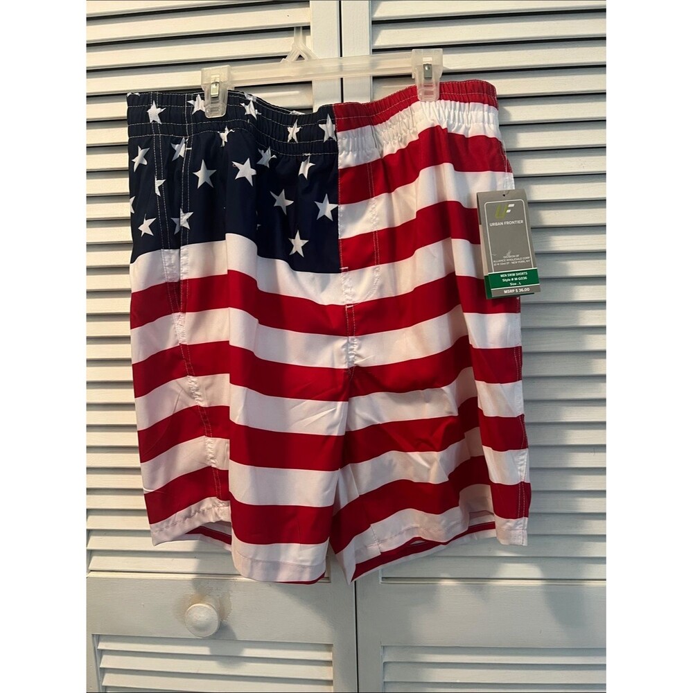 #2118* “42x49”(17x20)American Flag Men's Swim Shorts - Red, White & Blue